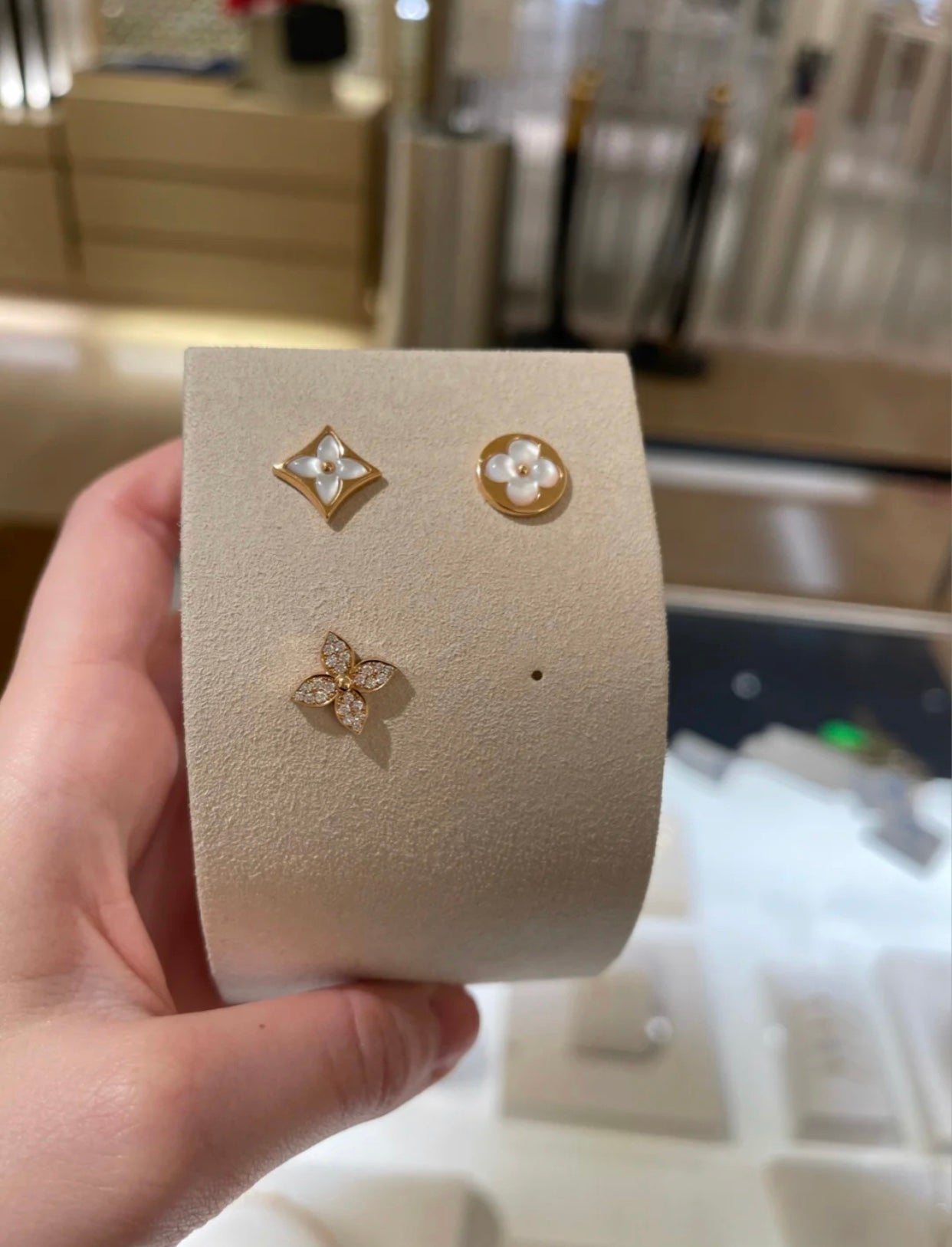 [Agudo Jewelry]STAR BLOSSOM STUD EARRINGS PINK GOLD DIAMONDS