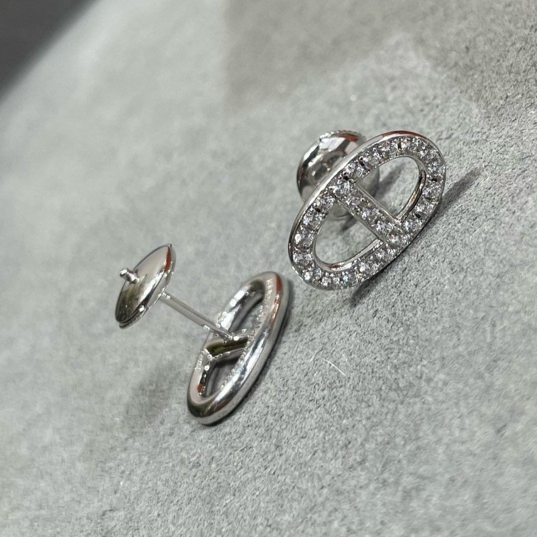 [Agudo Jewelry]HM FULL DIAMOND PIG NOSE STUD EARRINGS