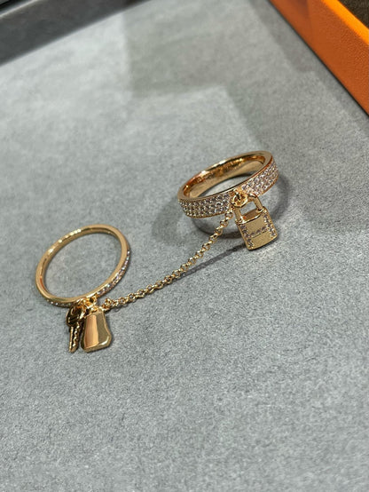 [Agudo  Jewelry]HM KELLY CLOCHETTE DOUBLE RING IN ROSE GOLD WITH DIAMONDS