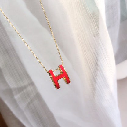 [Agudo Jewelry]HM CLIC RED ENAMEL GOLD NECKLACE