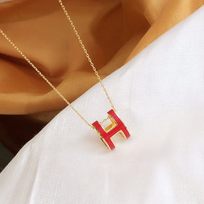 [Agudo Jewelry]HM CLIC RED ENAMEL GOLD NECKLACE