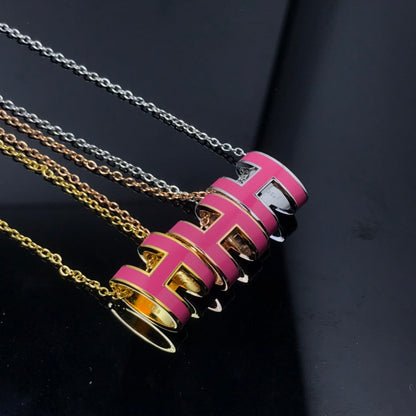 [Agudo Jewelry]H NECKLACE PINK