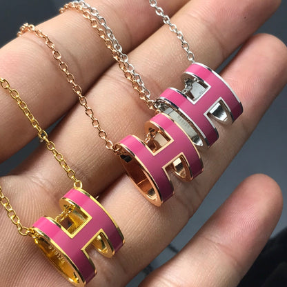 [Agudo Jewelry]H NECKLACE PINK