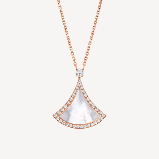 [Agudo Jewelry]DREAM MOP DIAMOND PAVED PINK GOLD NECKLACE