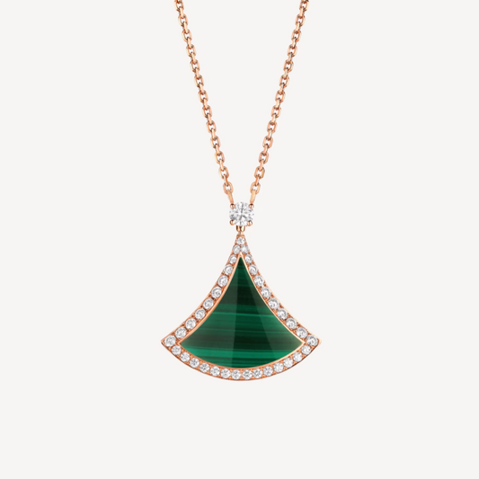 [Agudo Jewelry]DREAM MALACHITE DIAMOND PAVED PINK GOLD NECKLACE