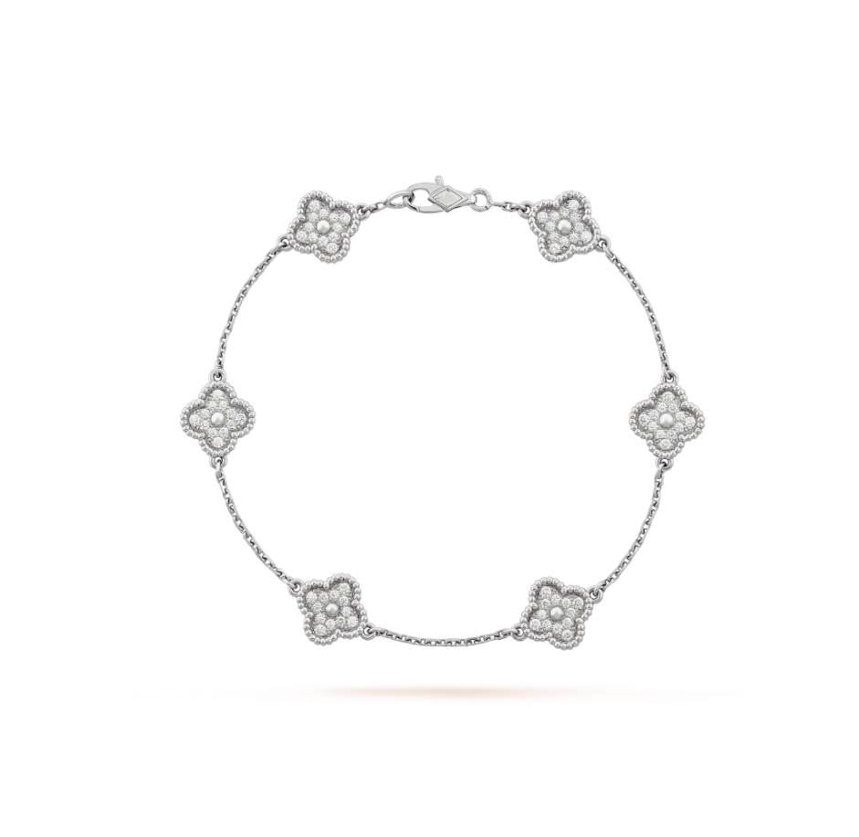 [Agudo Jewelry]CLOVER 6 MOTIF SILVER DIAMOND BRACELET