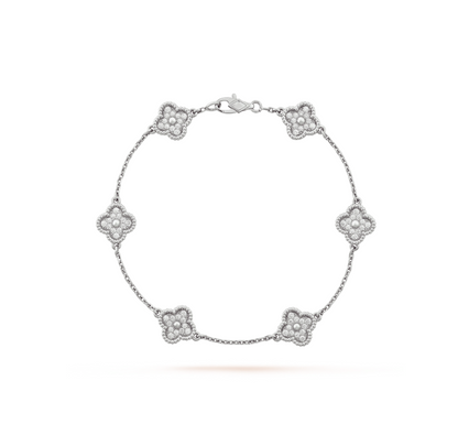 [Agudo Jewelry]CLOVER 6 MOTIF SILVER DIAMOND BRACELET