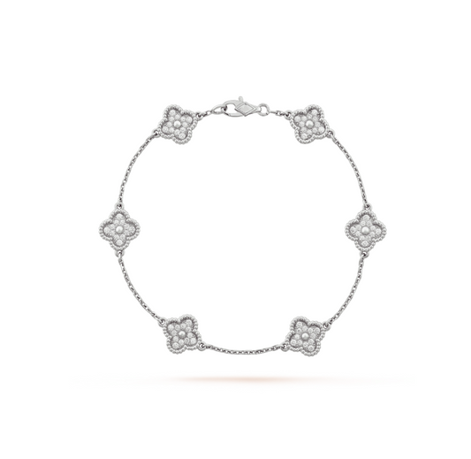 [Agudo Jewelry]CLOVER 6 MOTIF SILVER DIAMOND BRACELET