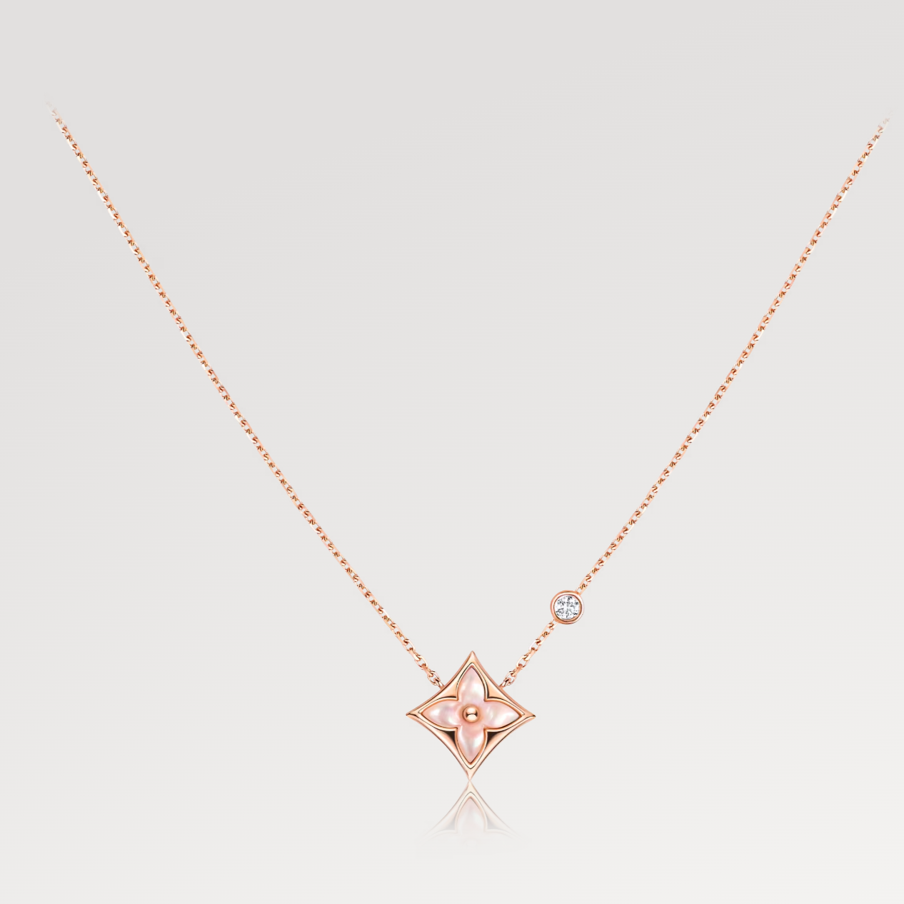 [Agudo Jewelry]LV STAR PINK MOP 1 DIAMOND PINK GOLD NECKLACE