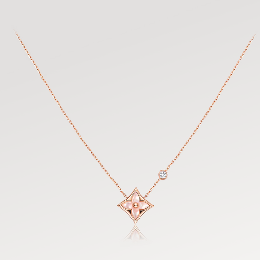 [Agudo Jewelry]LV STAR PINK MOP 1 DIAMOND PINK GOLD NECKLACE