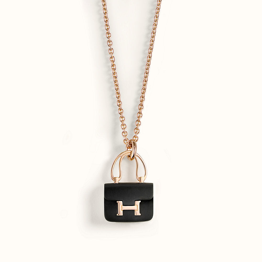 [Agudo Jewelry]CONSTANCE BLACK PEDANT PINK GOLD NECKLACE