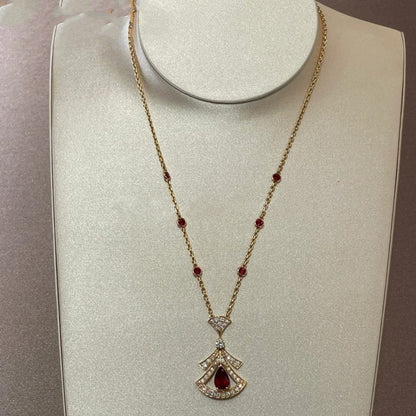 [Agudo Jewelry]DREAM NECKLACE CARNELIAN DIAMOND PINK GOLD