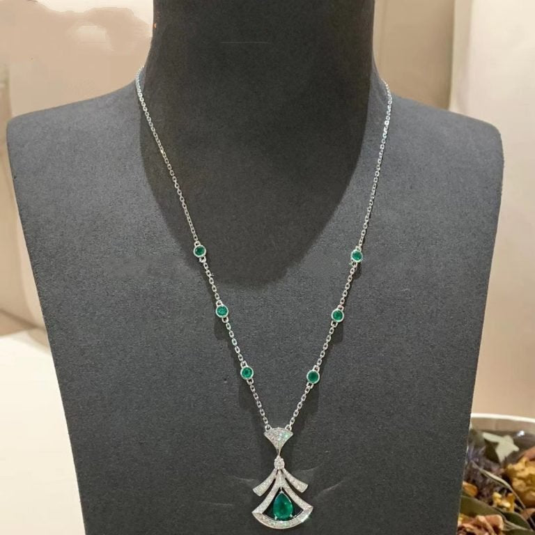 [Agudo Jewelry]DREAM NECKLACE MALACHITE DIAMOND SILVER