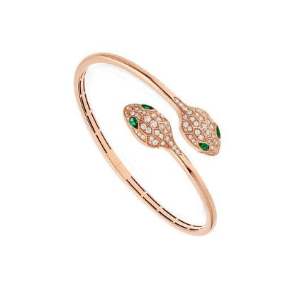 [Agudo Jewelry]SERPENTI BRACELET PINK GOLD MALACHITE DIAMOND DOUBLE SNAKE