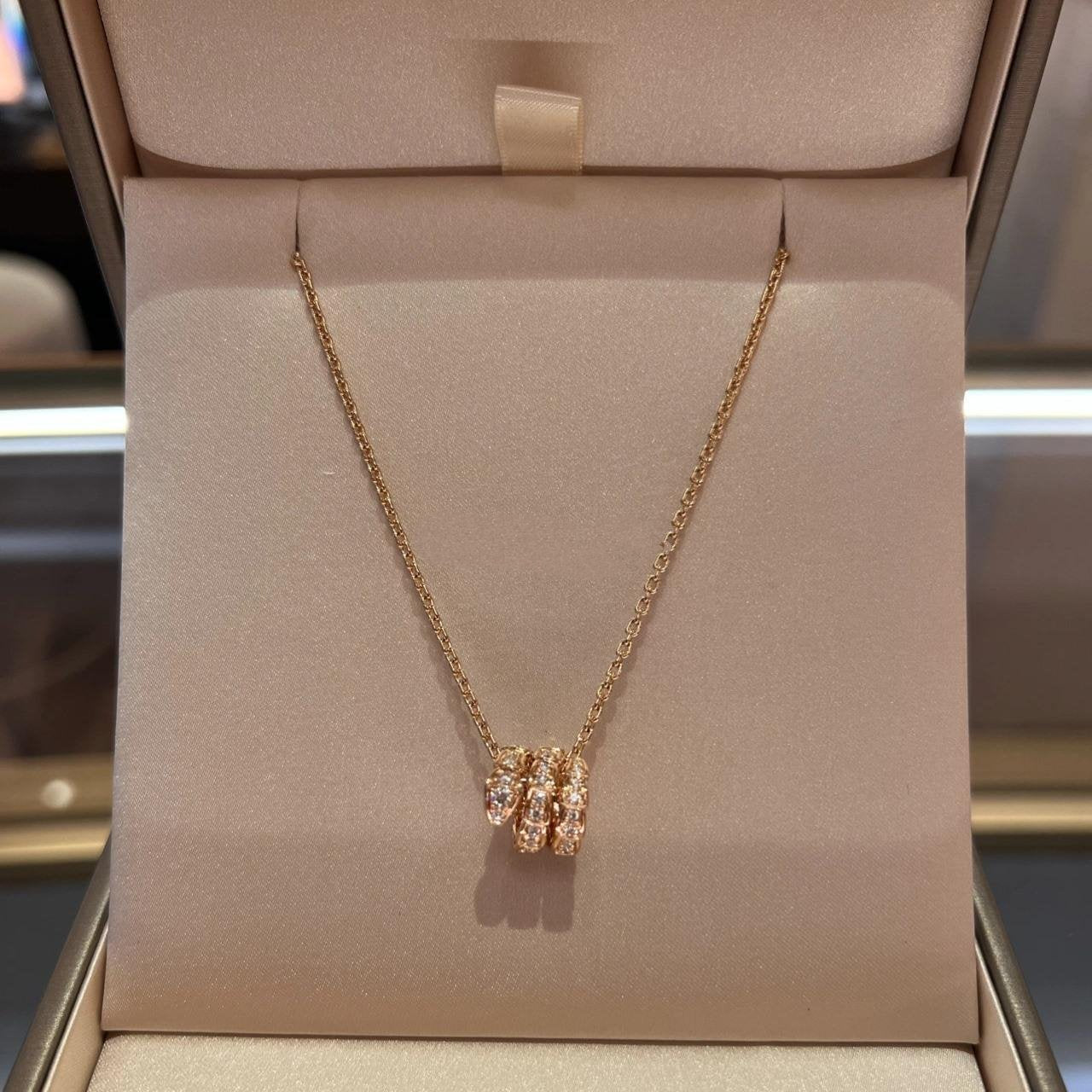 [Agudo Jewelry]SERPENTI PINK GOLD NECKLACE DOUBLE RING DIAMOND