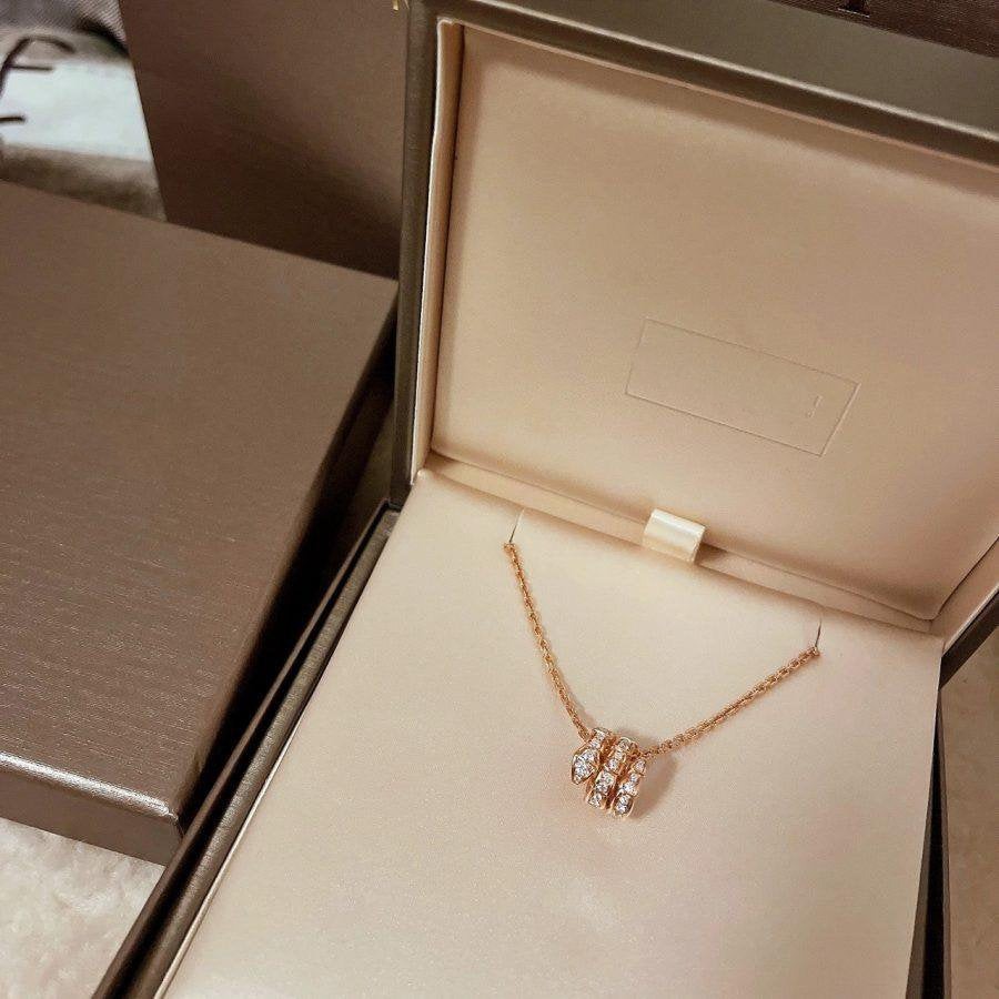 [Agudo Jewelry]SERPENTI PINK GOLD NECKLACE DOUBLE RING DIAMOND