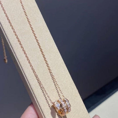 [Agudo Jewelry]SERPENTI PINK GOLD NECKLACE DOUBLE RING DIAMOND