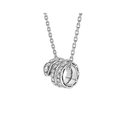 [Agudo Jewelry]SERPENTI SILVER NECKLACE DOUBLE RING DIAMOND