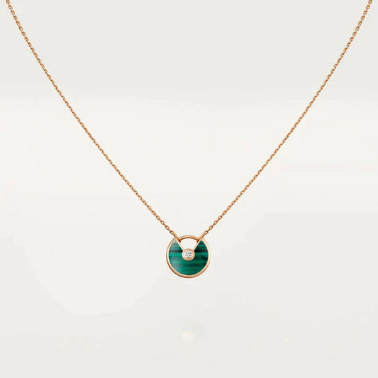 [Agudo Jewelry]AMULETTE ROSE GOLD MALACHITE NECKLACE