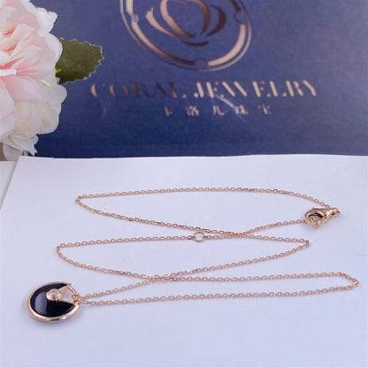 [Agudo Jewelry]AMULETTE ROSE GOLD ONYX NECKLACE