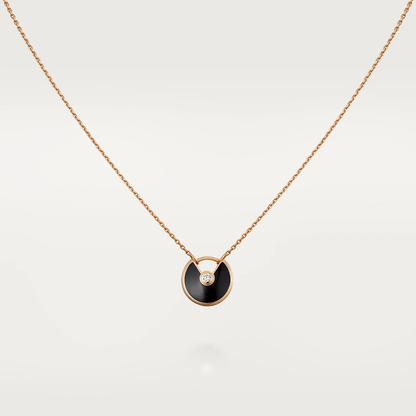 [Agudo Jewelry]AMULETTE ROSE GOLD ONYX NECKLACE