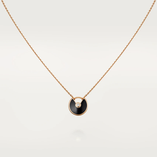 [Agudo Jewelry]AMULETTE ROSE GOLD ONYX NECKLACE