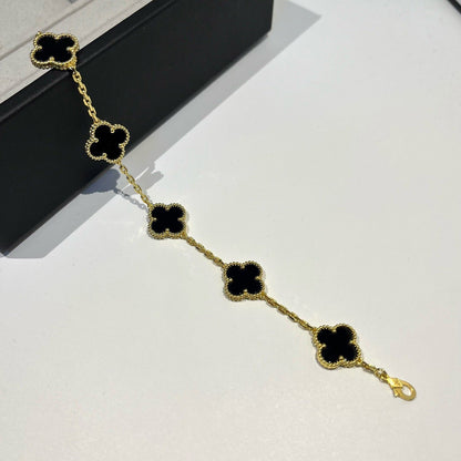 [Agudo Jewelry]CLOVER  5 MOTIFS BLACK ONYX BRACELET