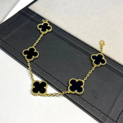 [Agudo Jewelry]CLOVER  5 MOTIFS BLACK ONYX BRACELET