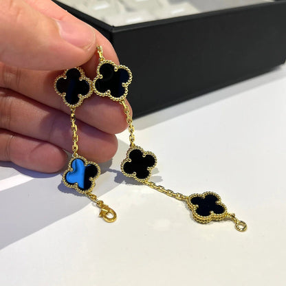 [Agudo Jewelry]CLOVER  5 MOTIFS BLACK ONYX BRACELET