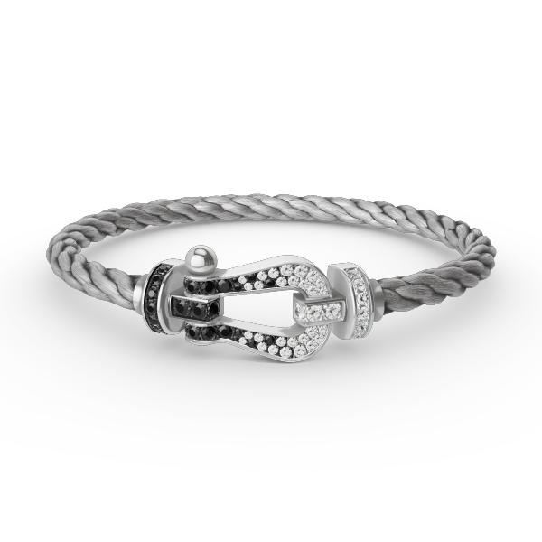 [Agudo Jewelry]FORCE LARGE HORSESHOE BLACK WHITE DIAMOND BRACELET SILVER