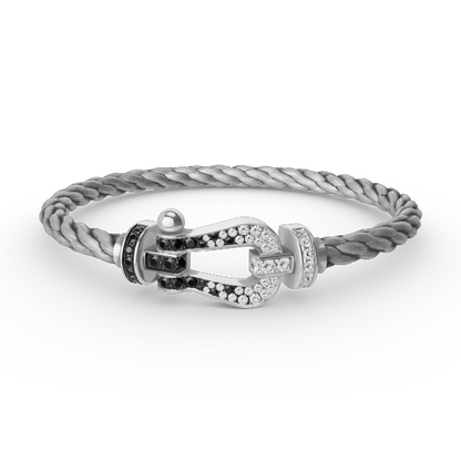 [Agudo Jewelry]FORCE LARGE HORSESHOE BLACK WHITE DIAMOND BRACELET SILVER