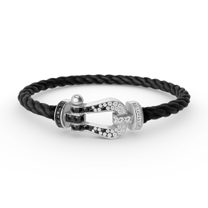 [Agudo Jewelry]FORCE LARGE HORSESHOE BLACK WHITE DIAMOND BRACELET SILVER