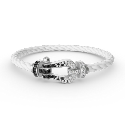 [Agudo Jewelry]FORCE LARGE HORSESHOE BLACK WHITE DIAMOND BRACELET SILVER