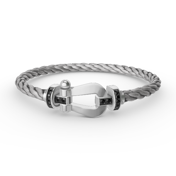 [Agudo Jewelry]FORCE LARGE HORSESHOE BLACK DIAMOND BRACELET SILVER