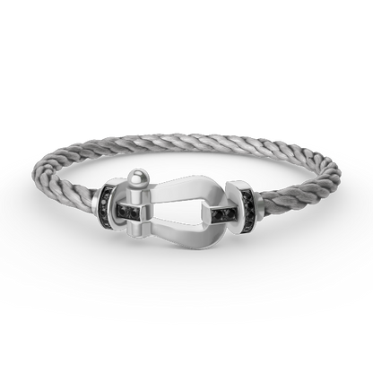 [Agudo Jewelry]FORCE LARGE HORSESHOE BLACK DIAMOND BRACELET SILVER