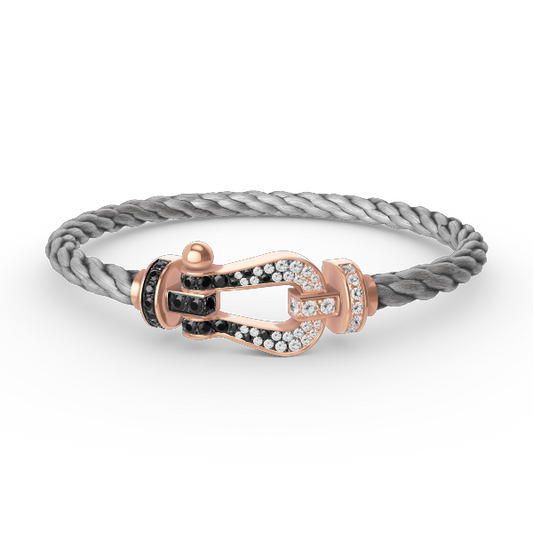 [Agudo Jewelry]FORCE LARGE HORSESHOE BLACK WHITE DIAMOND BRACELET ROSE GOLD