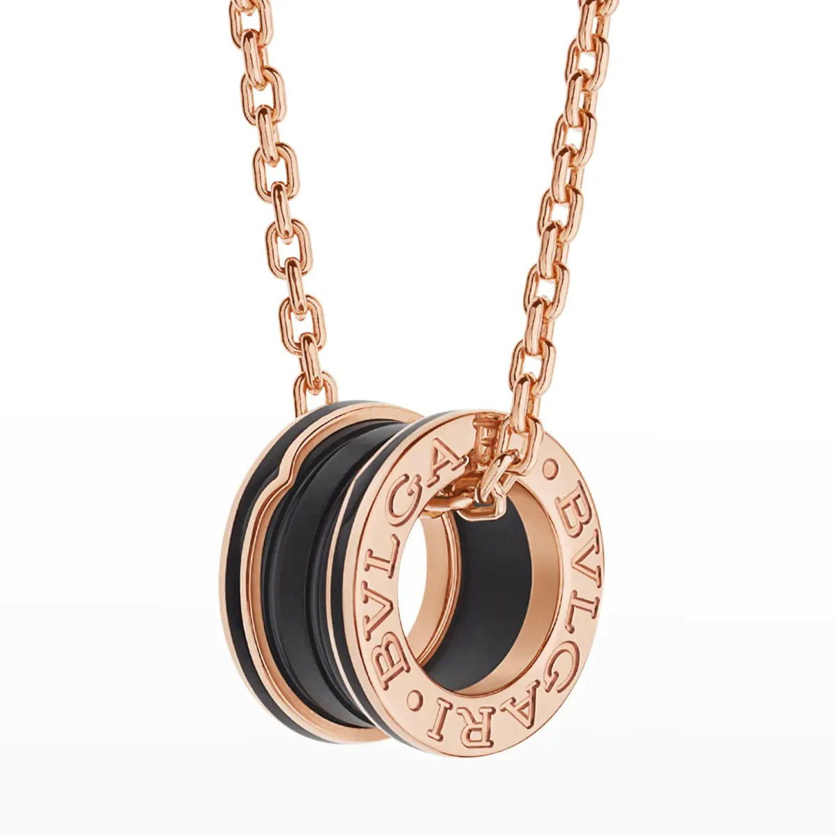 [Agudo Jewelry]ZERO 1 BLACK CERAMIC PINK GOLD NECKLACE