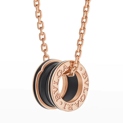 [Agudo Jewelry]ZERO 1 BLACK CERAMIC PINK GOLD NECKLACE