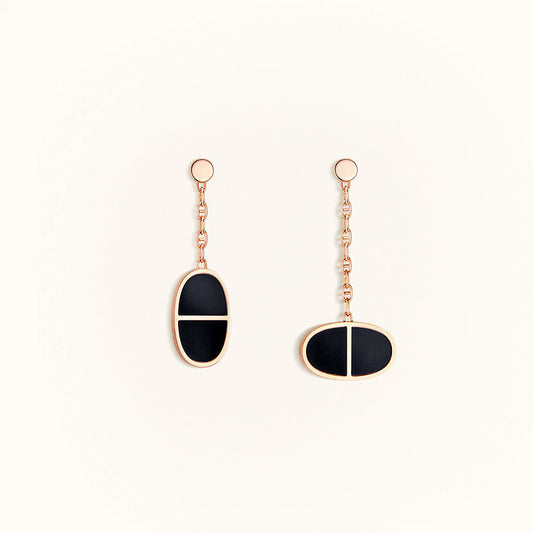 [Agudo Jewelry]CHAINE VERSO BLACK CERAMIC EARRINGS