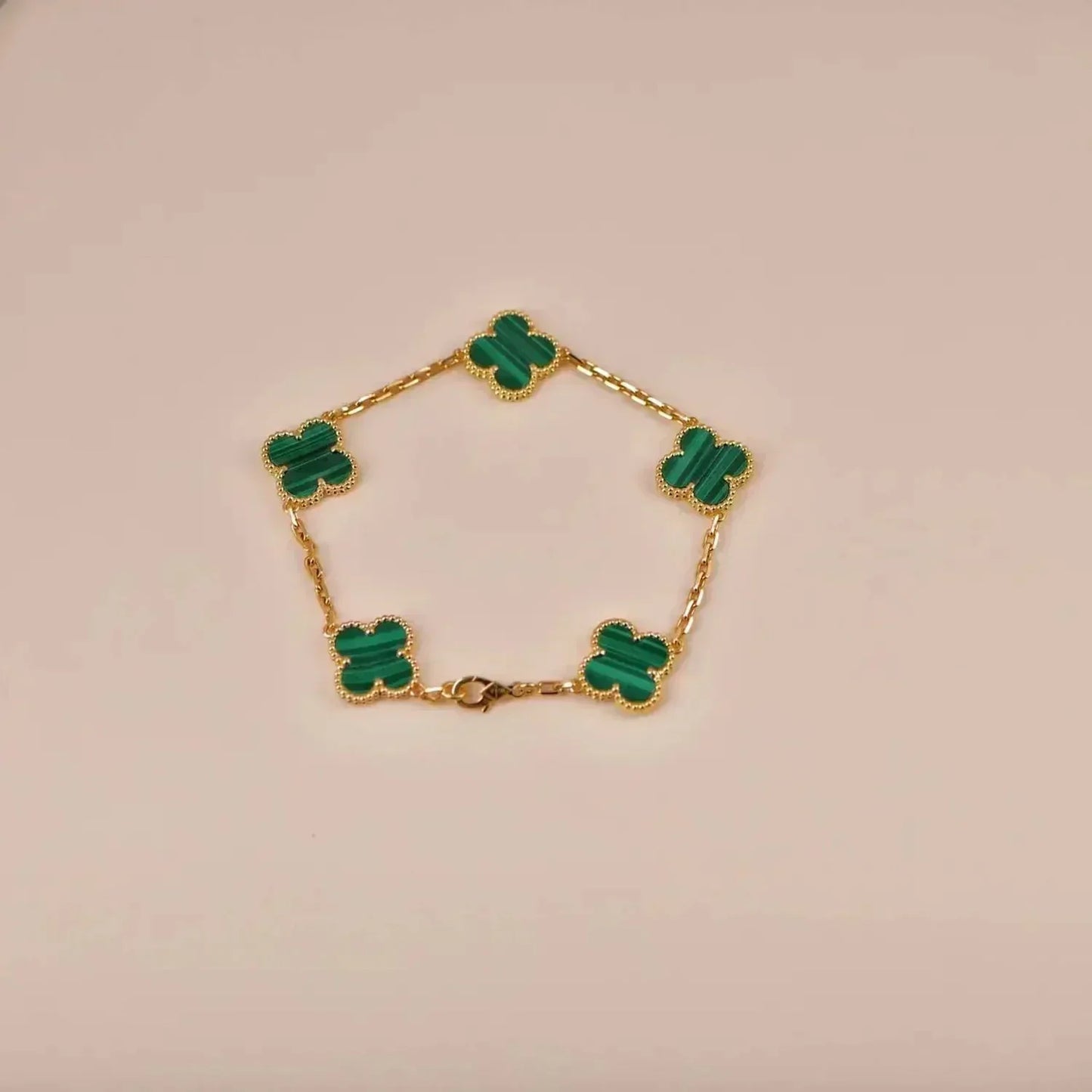 [Agudo Jewelry]CLOVER 5 MOTIFS MALACHITE BRACELET