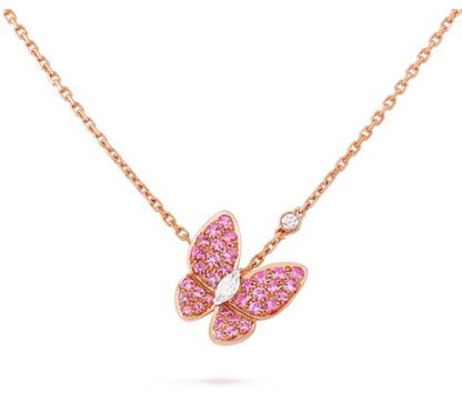 [Agudo Jewelry]BUTTERFLY RED DIAMOND ROSE GOLD NECKLACE