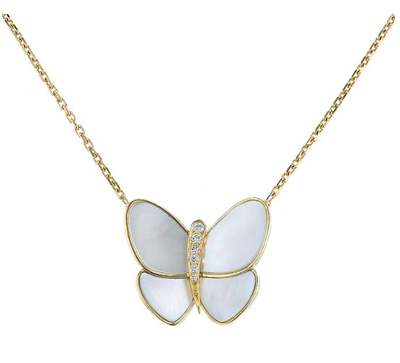 [Agudo Jewelry]BUTTERFLY GOLD MOP DIAMOND NECKLACE