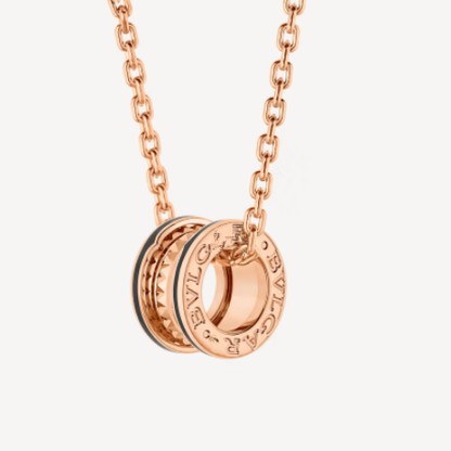 [Agudo Jewelry]ZERO 1 ROCK PEDANT PINK GOLD BLACK NECKLACE