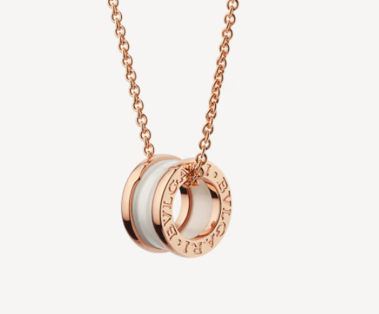 [Agudo Jewelry]ZERO 1 WHITE CERAMIC PINK GOLD NECKLACE