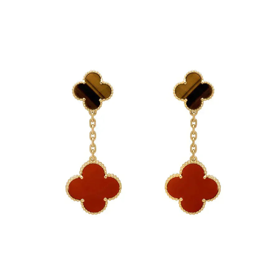 [Agudo Jewelry]CLOVER  2 MOTIF  TIGER EYE CARNELIAN EARRINGS