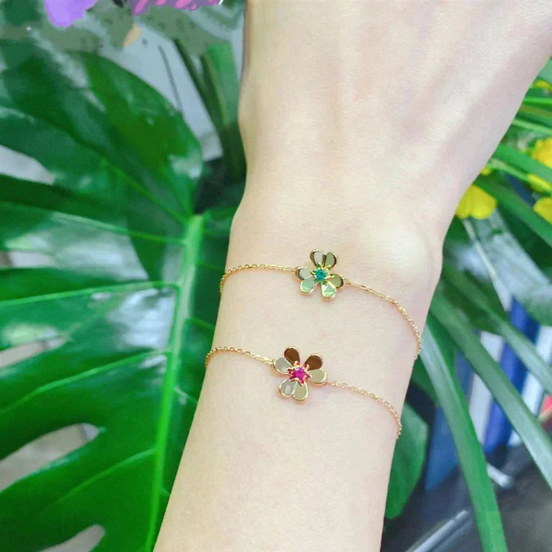 [Agudo Jewelry]FRIVOLE GOLD FLOWER PINK MALACHITE BRACELET