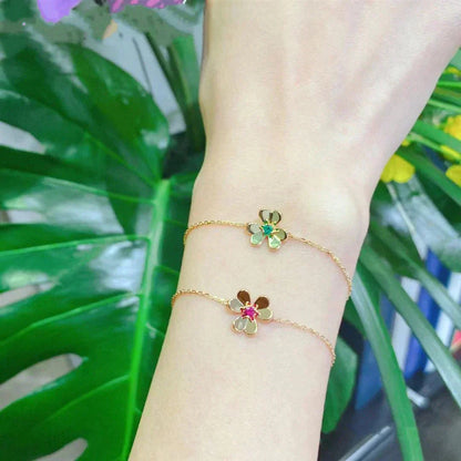 [Agudo Jewelry]FRIVOLE GOLD FLOWER PINK MALACHITE BRACELET