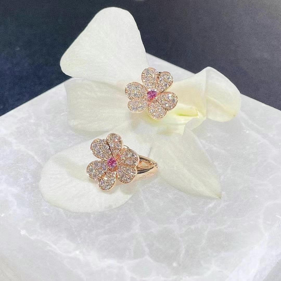 [Agudo Jewelry]FRIVOLE PINK GOLD FLOWER DIAMOND EARRINGS