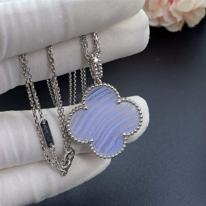 [Agudo Jewelry]CLOVER SILVER CHALCEDONY BIG CLOVER NECKLACE