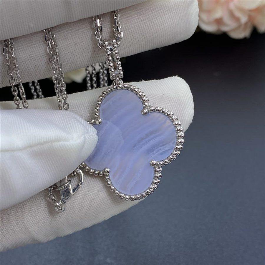 [Agudo Jewelry]CLOVER SILVER CHALCEDONY BIG CLOVER NECKLACE